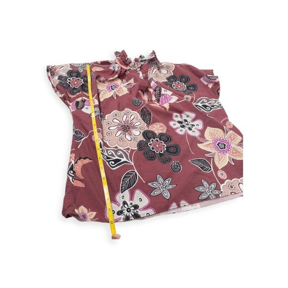 Never A Wallflower Vicki Short Sleeve Top Floral Print SZ S Ruffle Neck 100% Cot - Picture 6 of 12